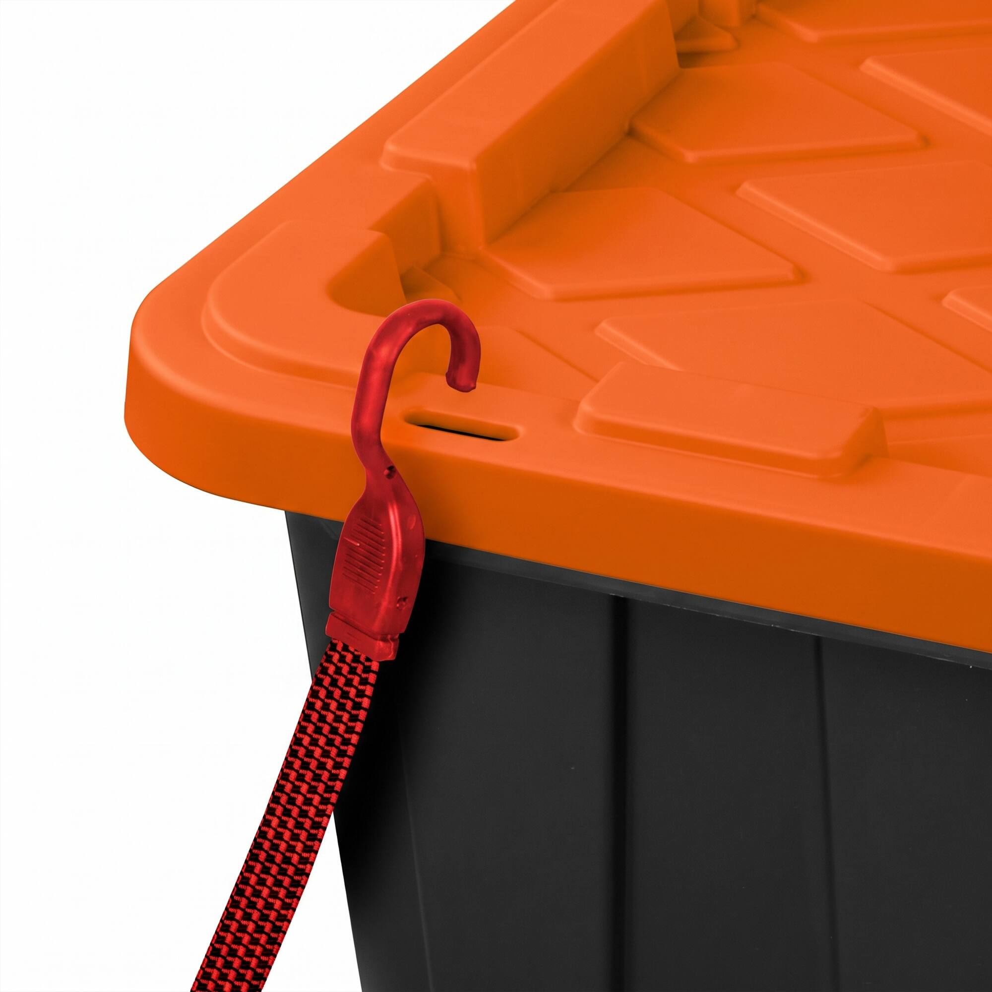 Alt View 8. Sterilite - Sterilite 27 Gallon Industrial Storage Tote with Snap Fit Lids, Orange, 24 Pack - 27 Gallon - Black/Orange.