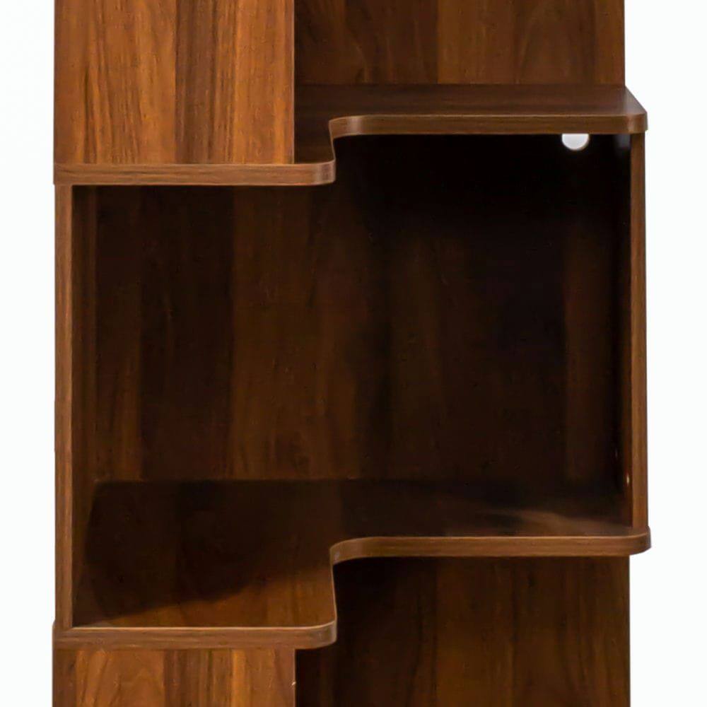 Back. Kadyn - Corner Book Shelf - 5 Tier Corner Bookcase with Baffle, Freestanding L Shaped Display Shelf Stand for Office, Brown - Brown.