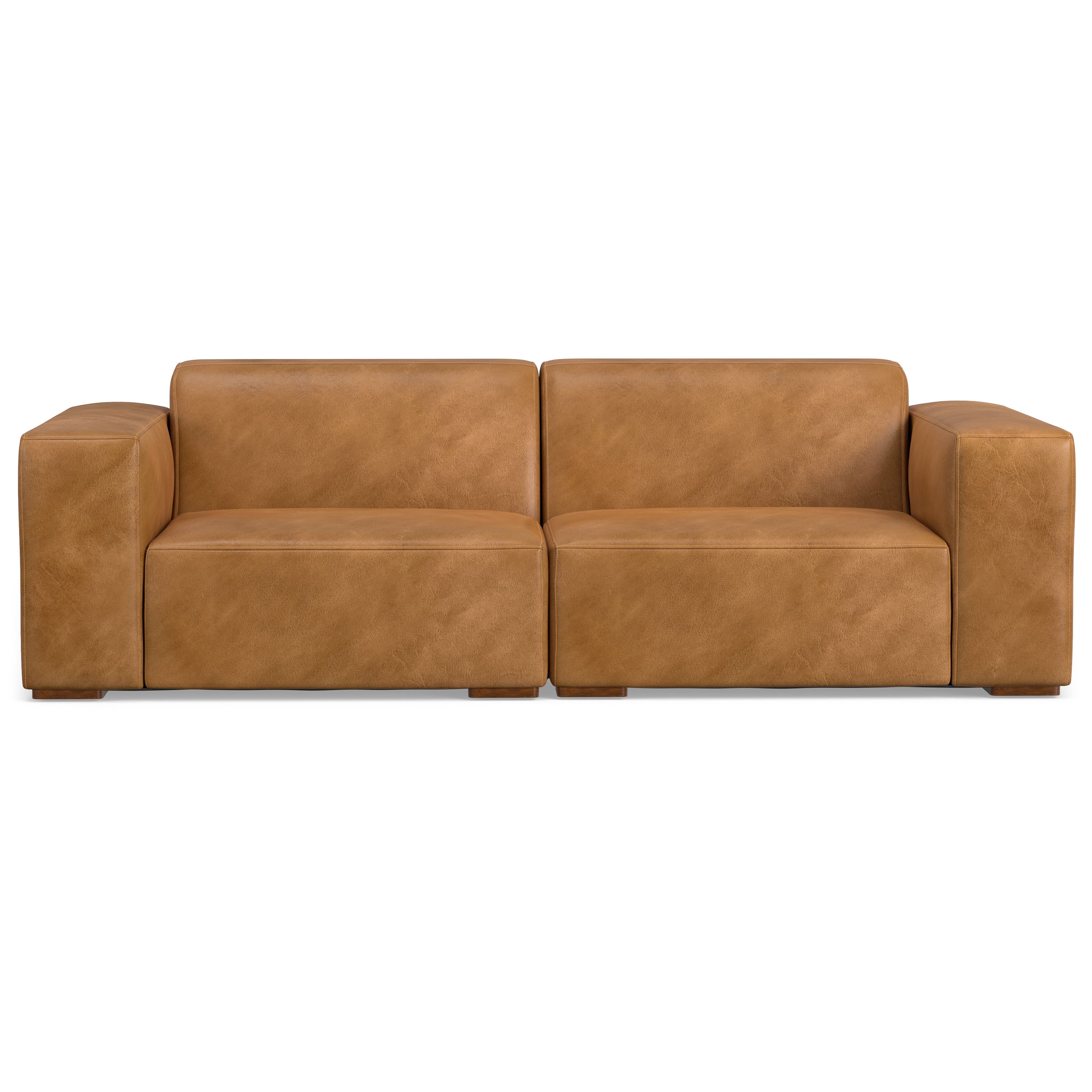 Simpli Home - Rex 2-Seater Modular Sofa in Genuine Leather - Sienna - Thumbnail 2