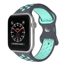 StrapsCo - ColorBlock Active Strap Silicone Rubber Watch Band For Apple Watch - 44mm/45mm/46mm/49mm/Ultra (Medium-Long) - Grey & Teal