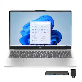 HP - 15.6" FHD Touchscreen Laptop,Intel i7-1355U,64GB DDR5,4TB SSD+1TB Dock Set,Iris Xe Graphics,Win 11 Pro - Silver