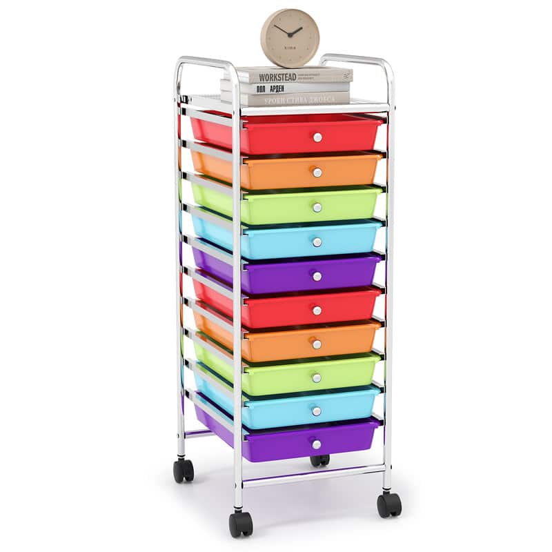 WELLFOR - 10 Drawer Rolling Storage Cart Organizer,Art & Craft Storage Cart Tools Scrapbook Paper Office School Organizer - Multicolor price history on PriceWatchPro