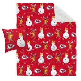 Pegasus - Kansas City Chiefs Holiday Reindeer Blanket and Pillow Combo Set - Multicolor