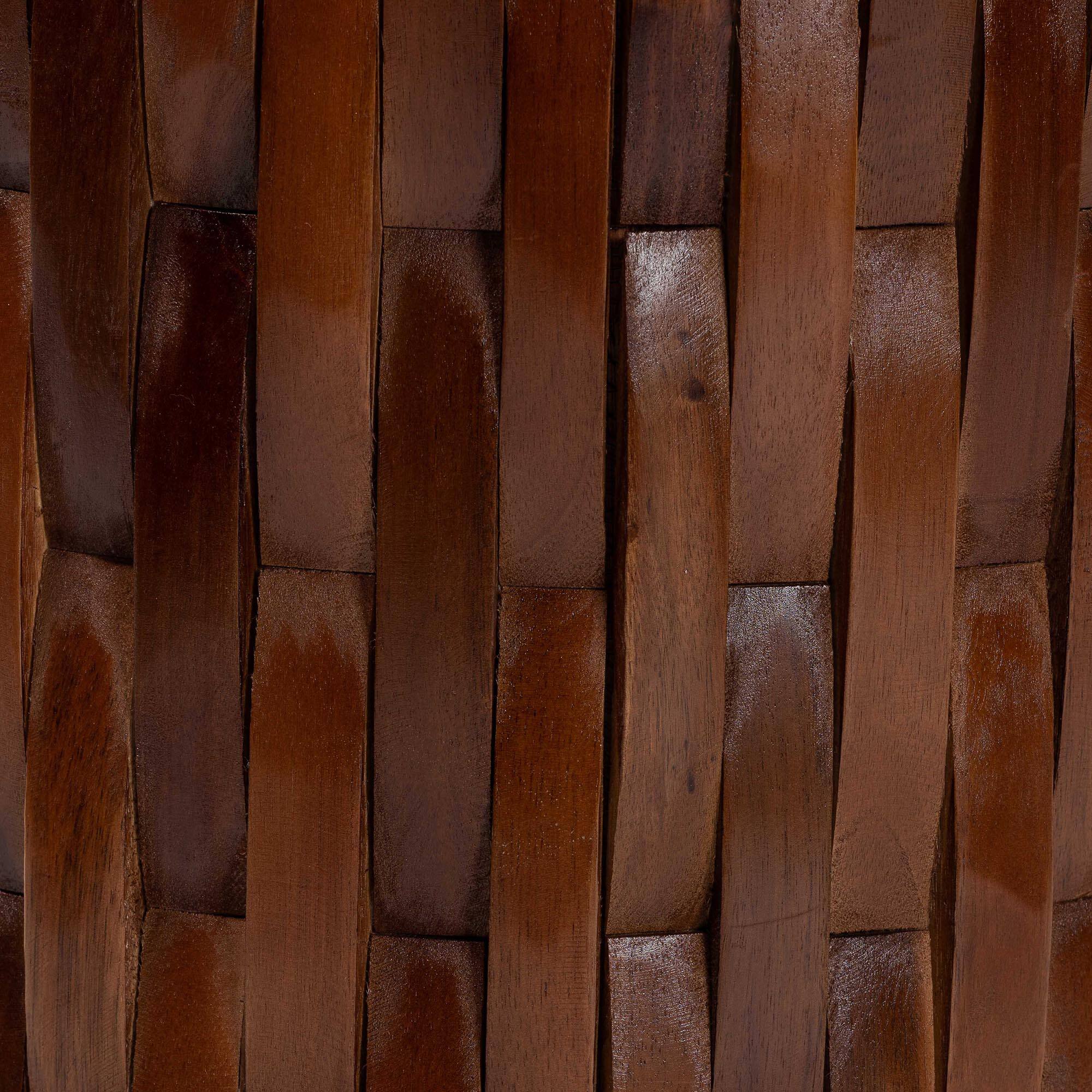 Alt View 1. bali & pari - Lavanya End Table with Petrified Wood Top - Drum Accent Side Table with Recycled Teak Wood Frame - Black/Cream/Antique Brown.