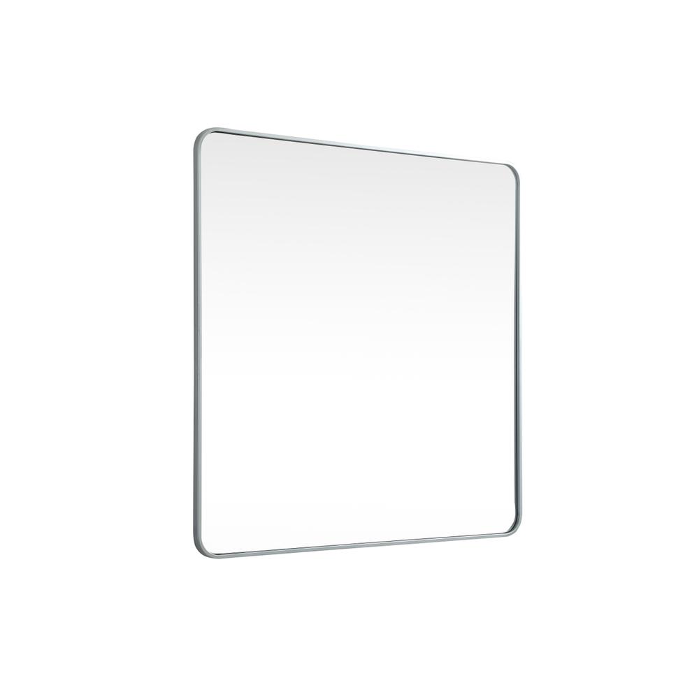 Left. Elegant Decor - Soft corner metal square mirror 42x42 inch in Silver - Silver.