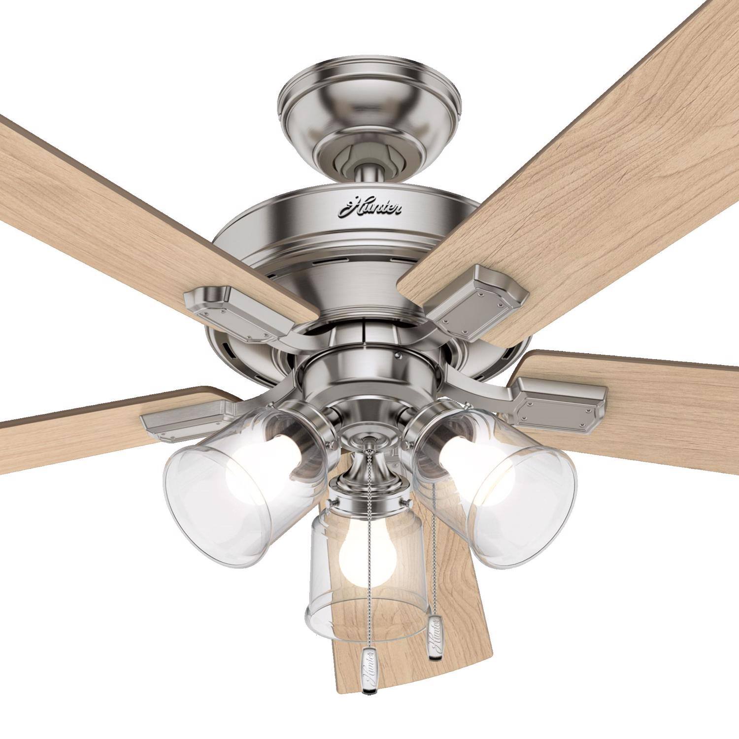 Angle. Hunter - Hunter Crestfield 52 in. Brushed Nickel LED Indoor Ceiling Fan.