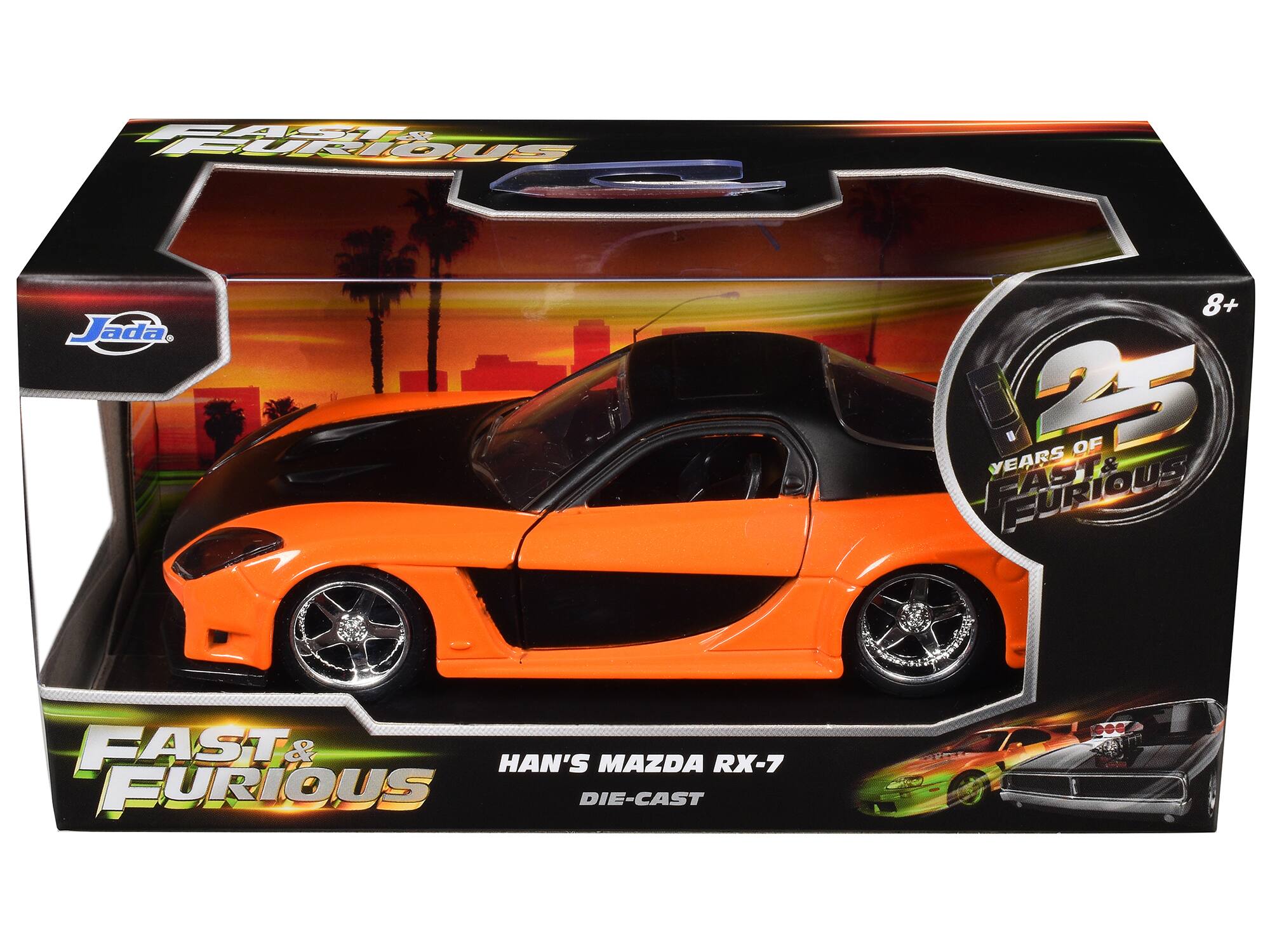 PART EURIOUS Jada A FAST & FURIOUS HAN'S MAZDA RX-7 DIE-CAST 8+ YEARS 25 OF FURIOUS