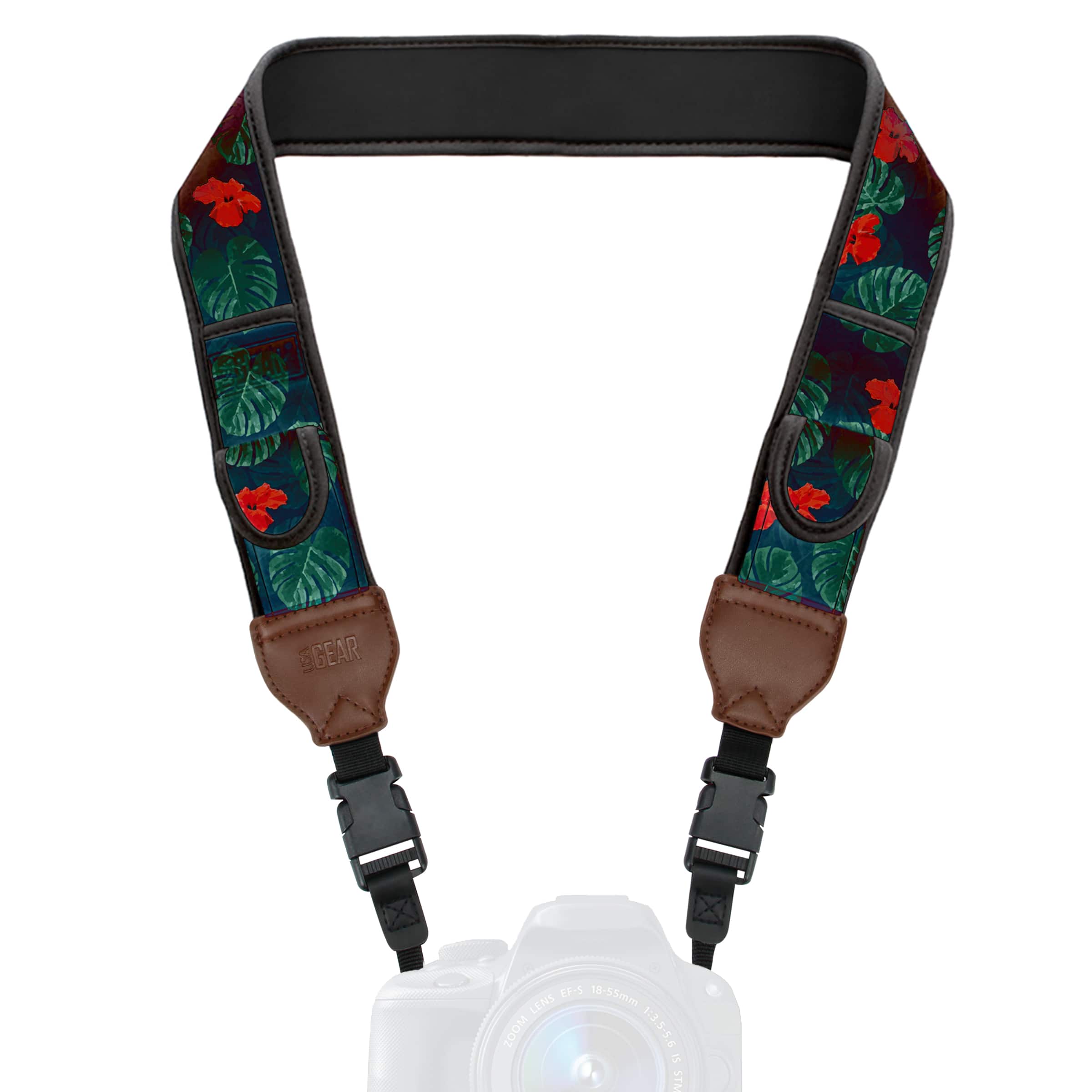 USA Gear - Camera Strap with Tropical Neoprene Design and Quick Release Buckles