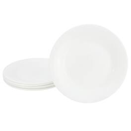 Gibson - Ultra Shadow 6 Piece 7 Inch Opal Glass Dessert Plate Set - White