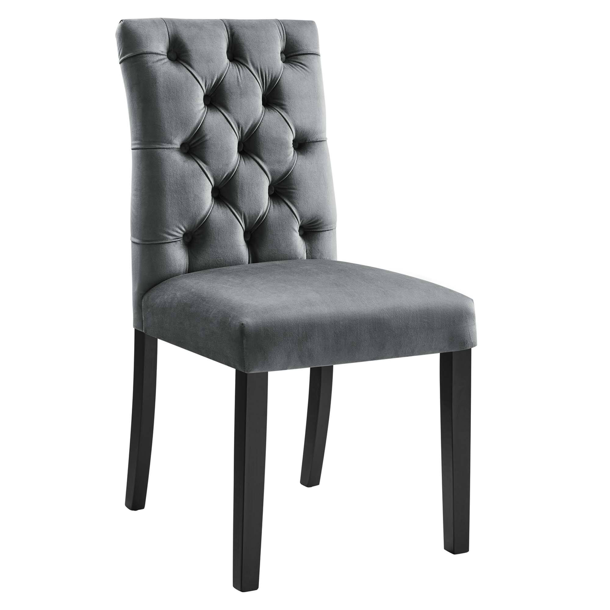 Alt View 1. Modway - Duchess Performance Velvet Dining Chairs Set of 2 by Modway - Gray.