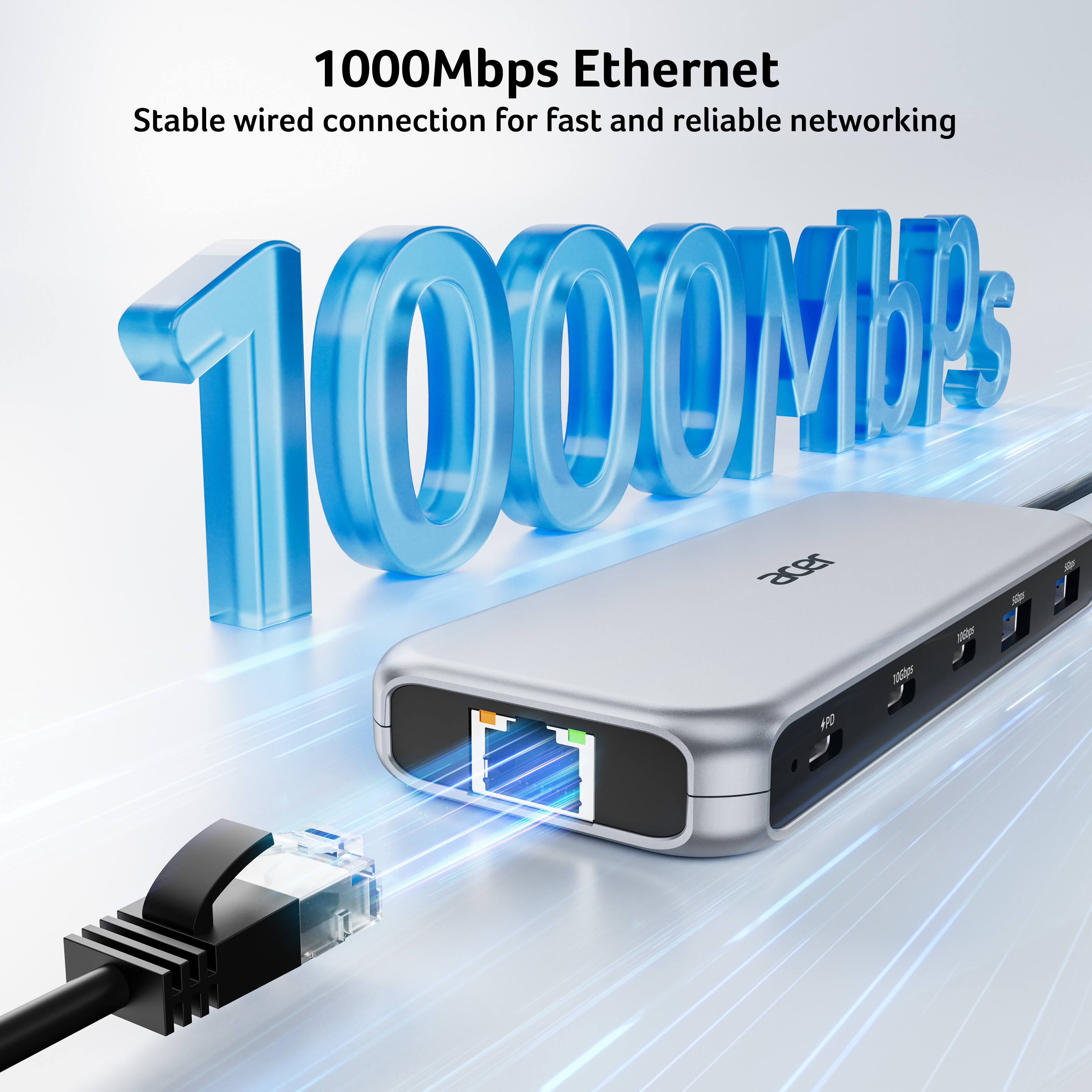 1000Mbps Ethernet  
Stable wired connection for fast and reliable networking