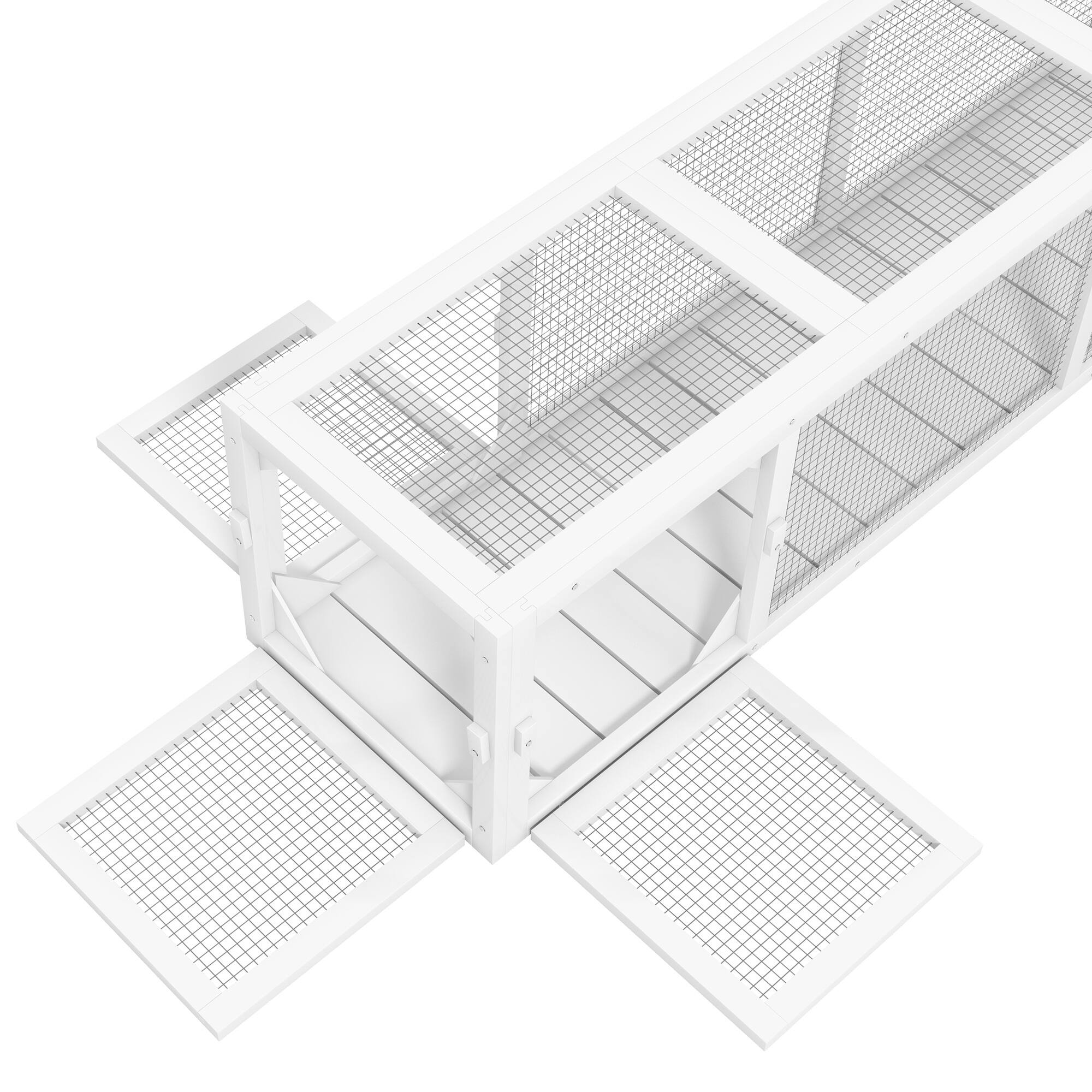 Alt View 5. Pawhut - Outdoor Extendable Cat Tunnel, 79" L Wooden Cat Run with Weather Protection, Connecting Inside & Outside - White.