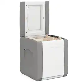 Gymax - Deck Box Patio Container w/ Lockable Lid Weatherproof Plastic Storage Bin White - Gray