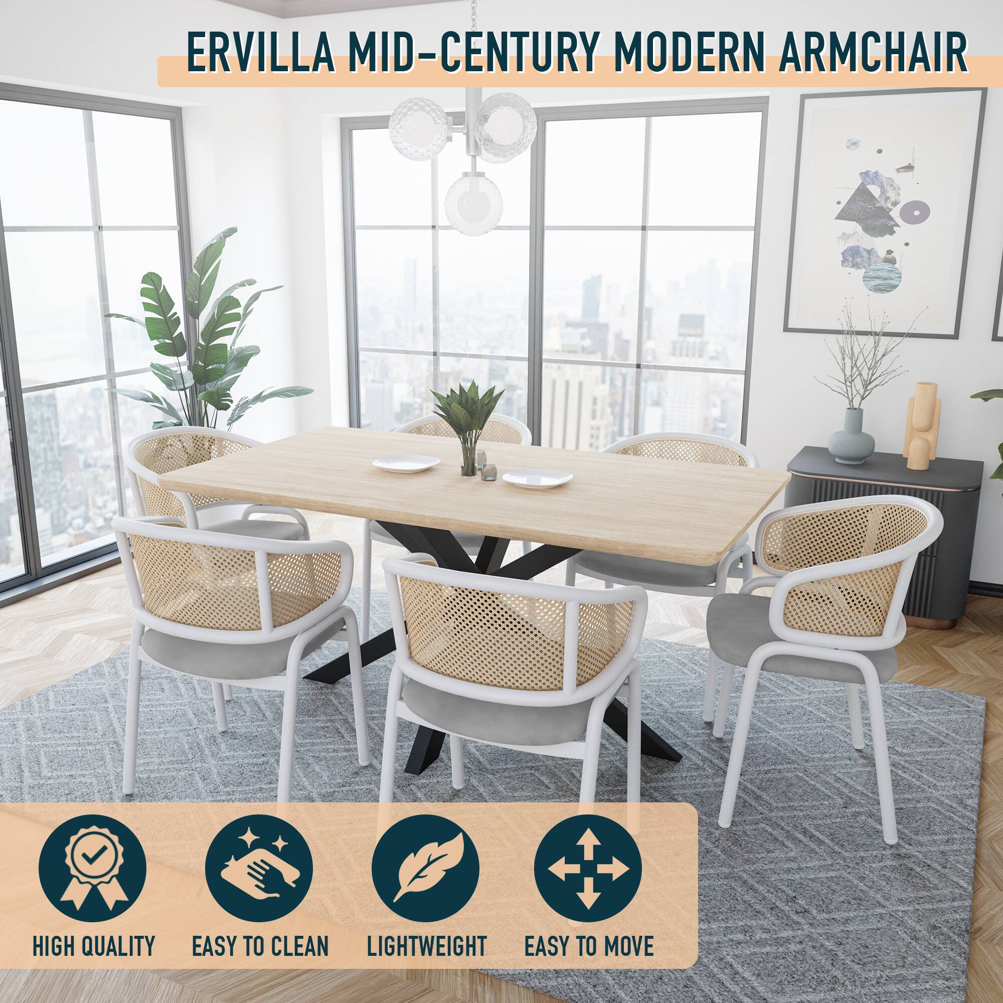 ERVILLA MID-CENTURY MODERN ARMCHAIR

HIGH QUALITY
EASY TO CLEAN
LIGHTWEIGHT
EASY TO MOVE