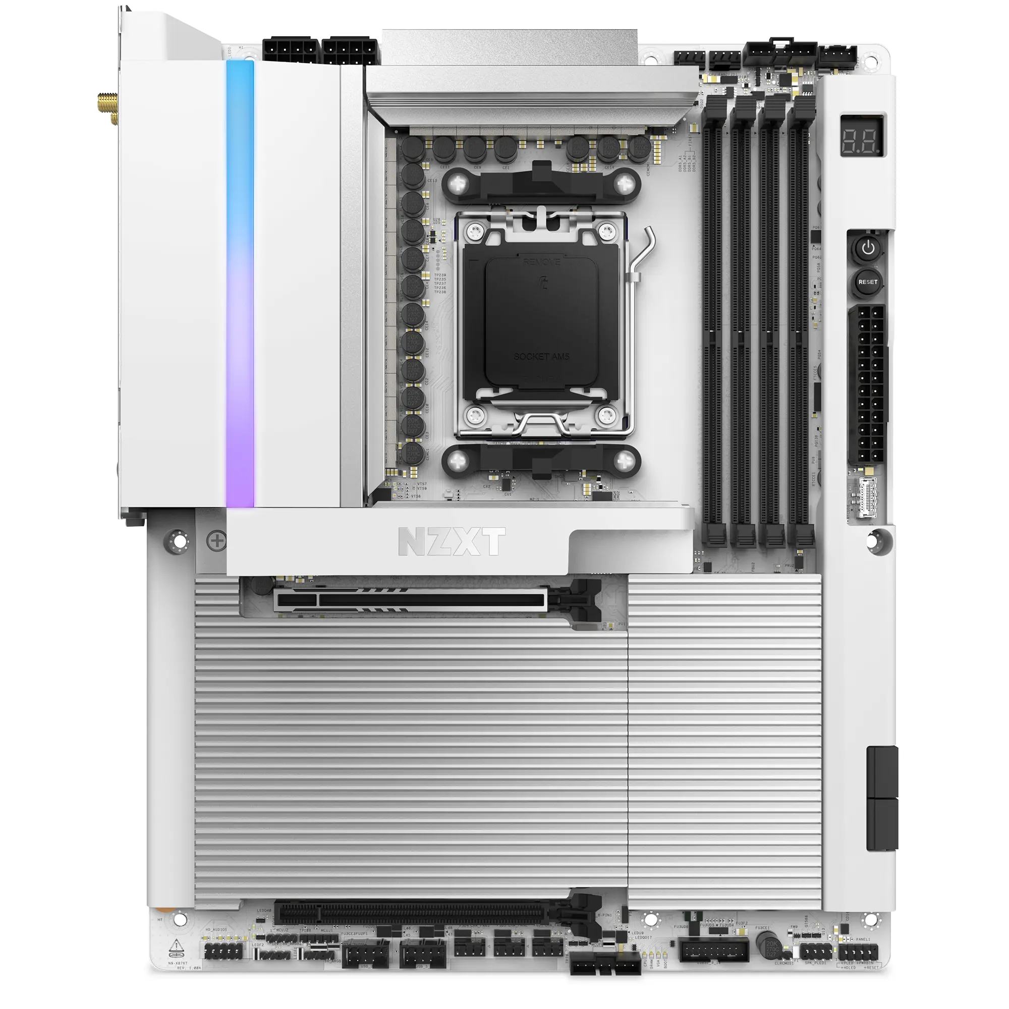 NZXT - N9 X870E AM5 AMD X870E ATX DDR5 Wi-Fi 7 Motherboard with Full-Metal Cover and RGB - White