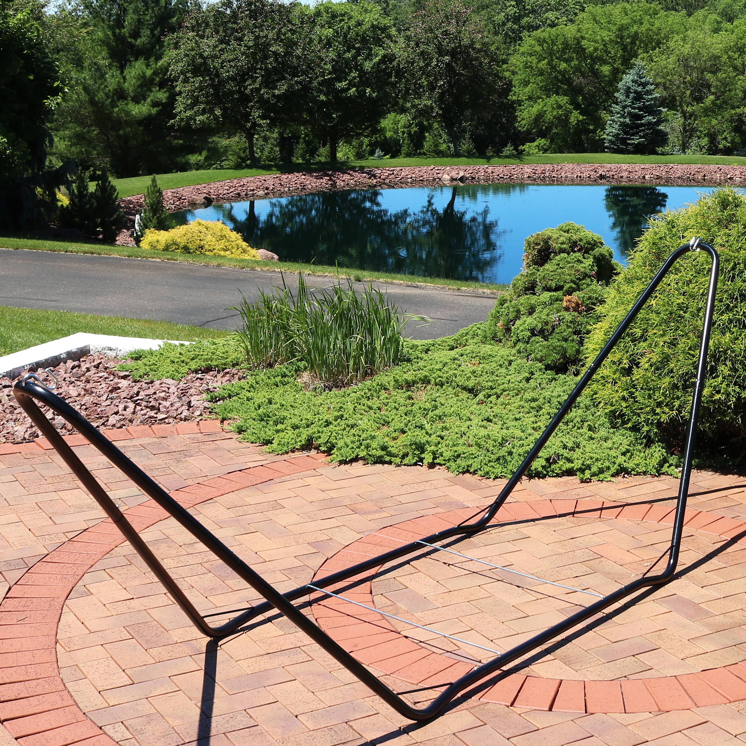 Alt View 3. Sunnydaze - Powder-Coated Steel Portable Hammock Stand - 10 ft - Black.