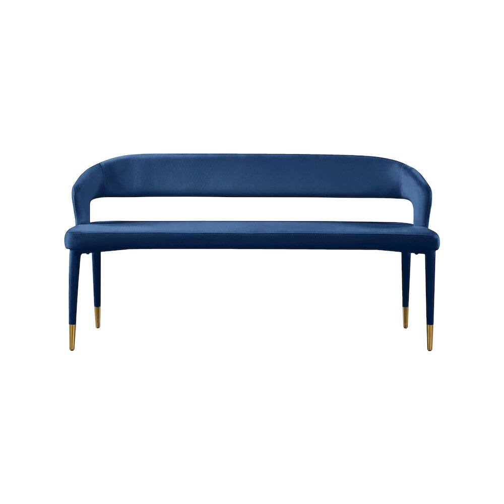 Left. Meridian Furniture - Destiny Navy Velvet Bench - Navy Velvet.