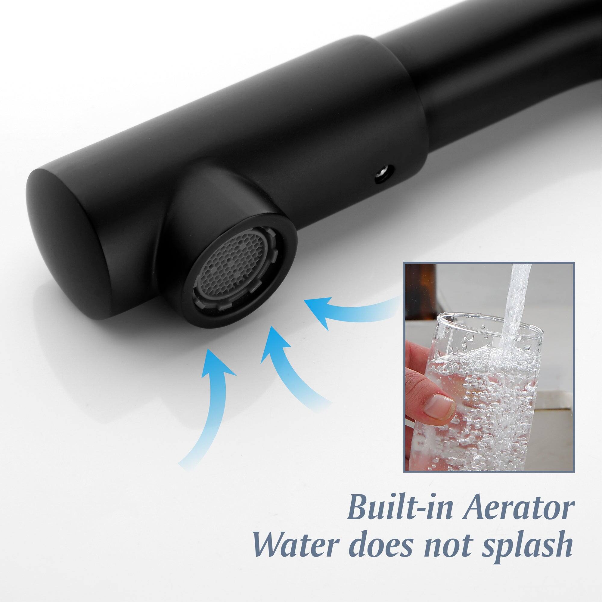 Built-in Aerator  
Water does not splash