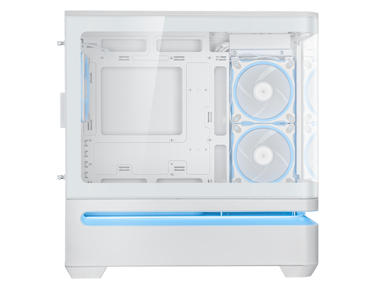 Alt View 7. ASUS - ASUS Prime AP202 ARGB White mATX Case with Tempered Glass, 420mm GPU Support, 360mm Radiator, ARGB Fans - White.
