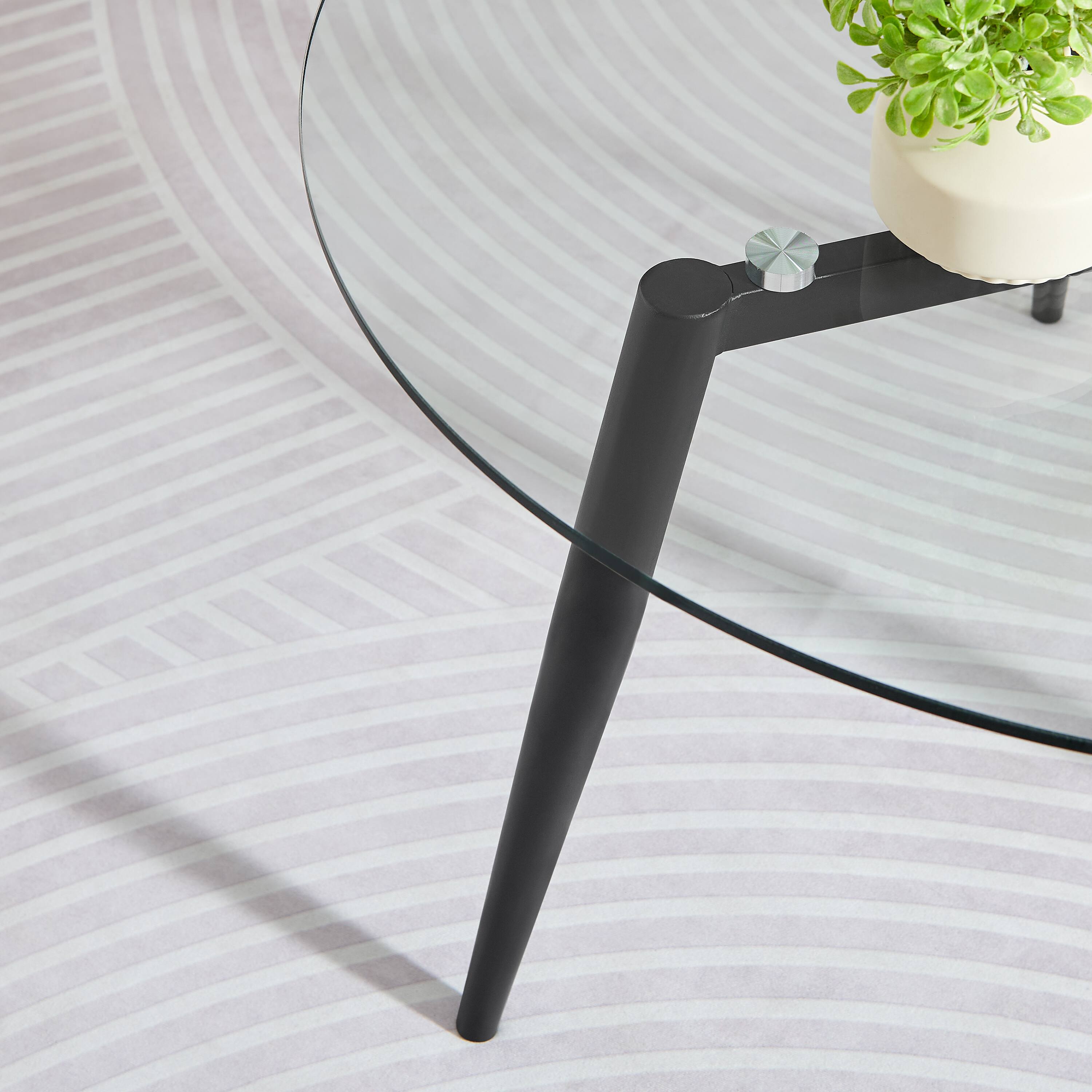 Alt View 6. Danya B - Van Beuren Coffee Table with Taper Legs and Clear Glass Tabletop - Black - Black, Clear.