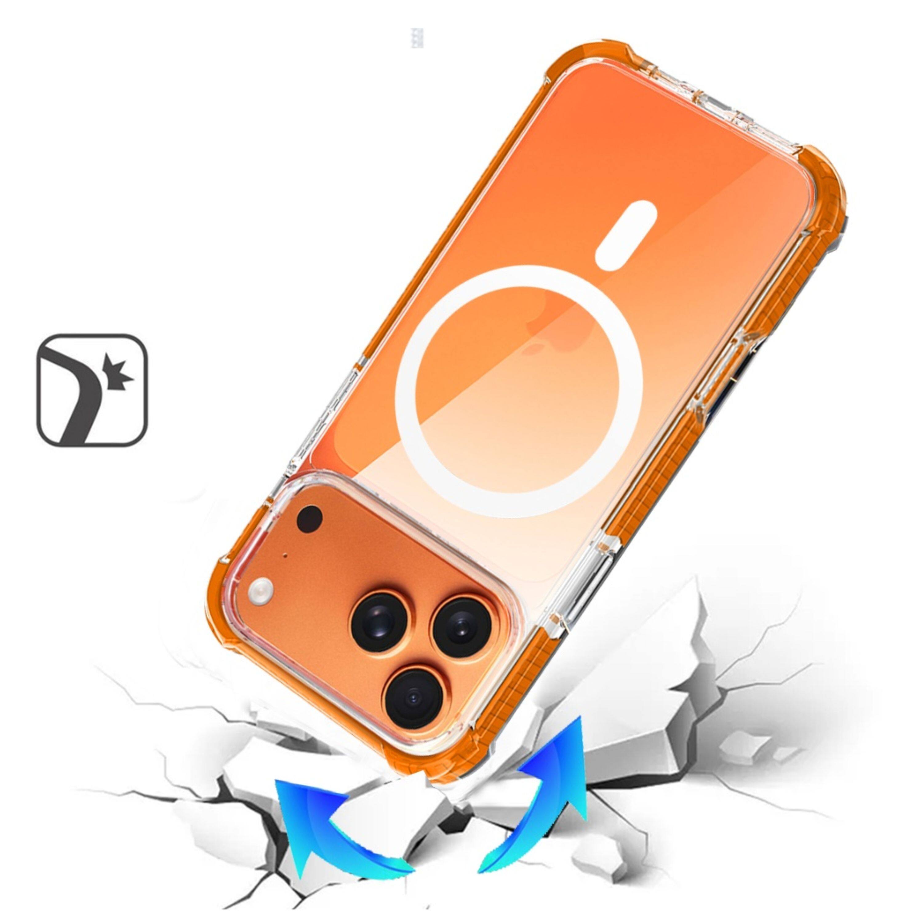 Left. Kitcheniva - Shockproof Magnetic Circle Acrylic Phone Case With Tempered Glass For iPhone 17 Pro Cosmic Orange - Cosmic Orange.