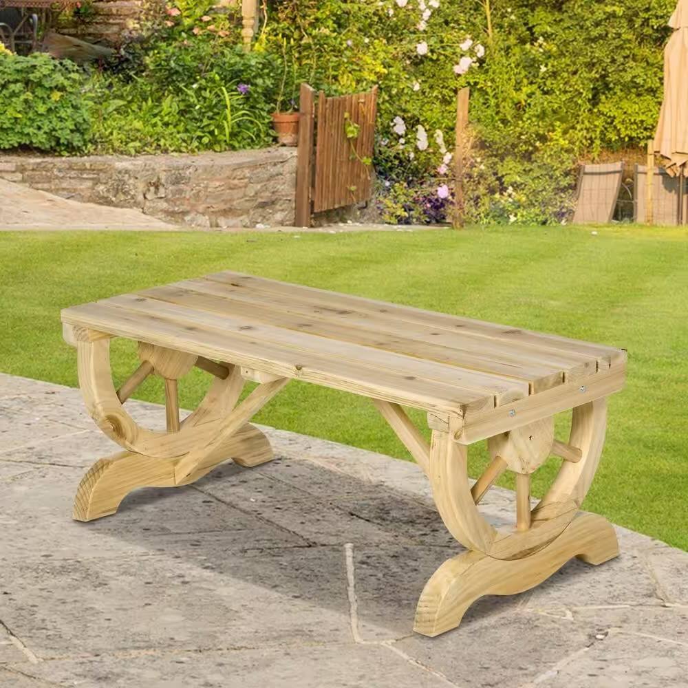 Angle. Hivvago - Outdoor Farmhouse Patio Backyard 2-Person Garden Bench in Natural Finish - Natural.