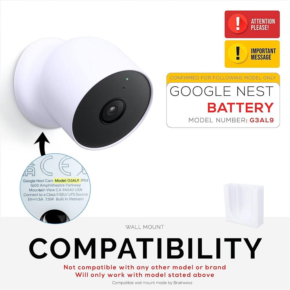 RTMB Wall Mount for Google Nest Battery Camera, Adhesive or Screw