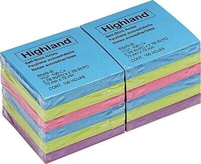 Sure, here is the corrected and grouped text:

**Highland Notes**

- **Self-Stick Notes**
  - Feuillets autoadhésifs
  - Notas autoadhesivas
  - 6549-B
  - 1 7/8 x 2 7/8 IN/PO
  - 73 mm x 73 mm
  - CONT. 100 HOJAS

- **Self-Stick Notes**
  - Feuillets autoadhésibles
  - Notas autoadhesivas
  - 8549-B
  - 1 7/8 x 2 7/8 IN/PO
  - 73 mm x 73 mm
  - CONT. 100 HOJAS