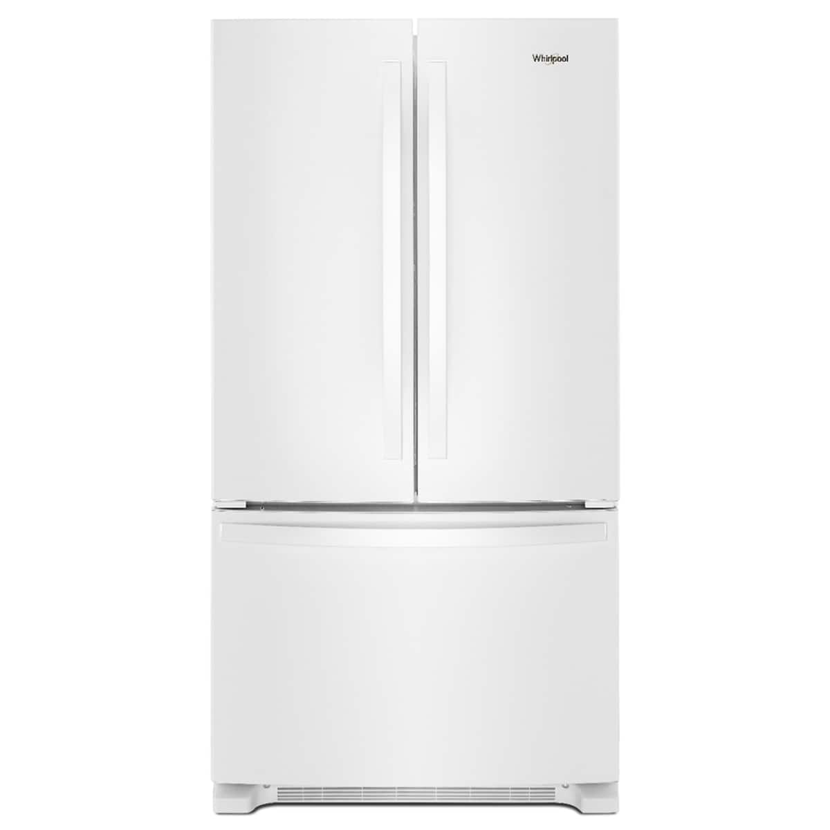 Front. Whirlpool - 20 Cu. Ft. French Door Bottom Mount Counter-Depth Refrigerator - White.