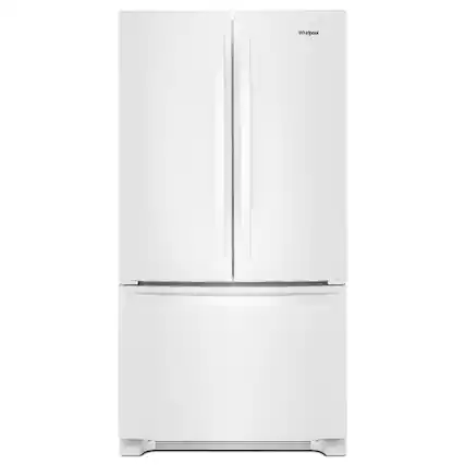 Front. Whirlpool - 20 Cu. Ft. French Door Bottom Mount Counter-Depth Refrigerator - White.