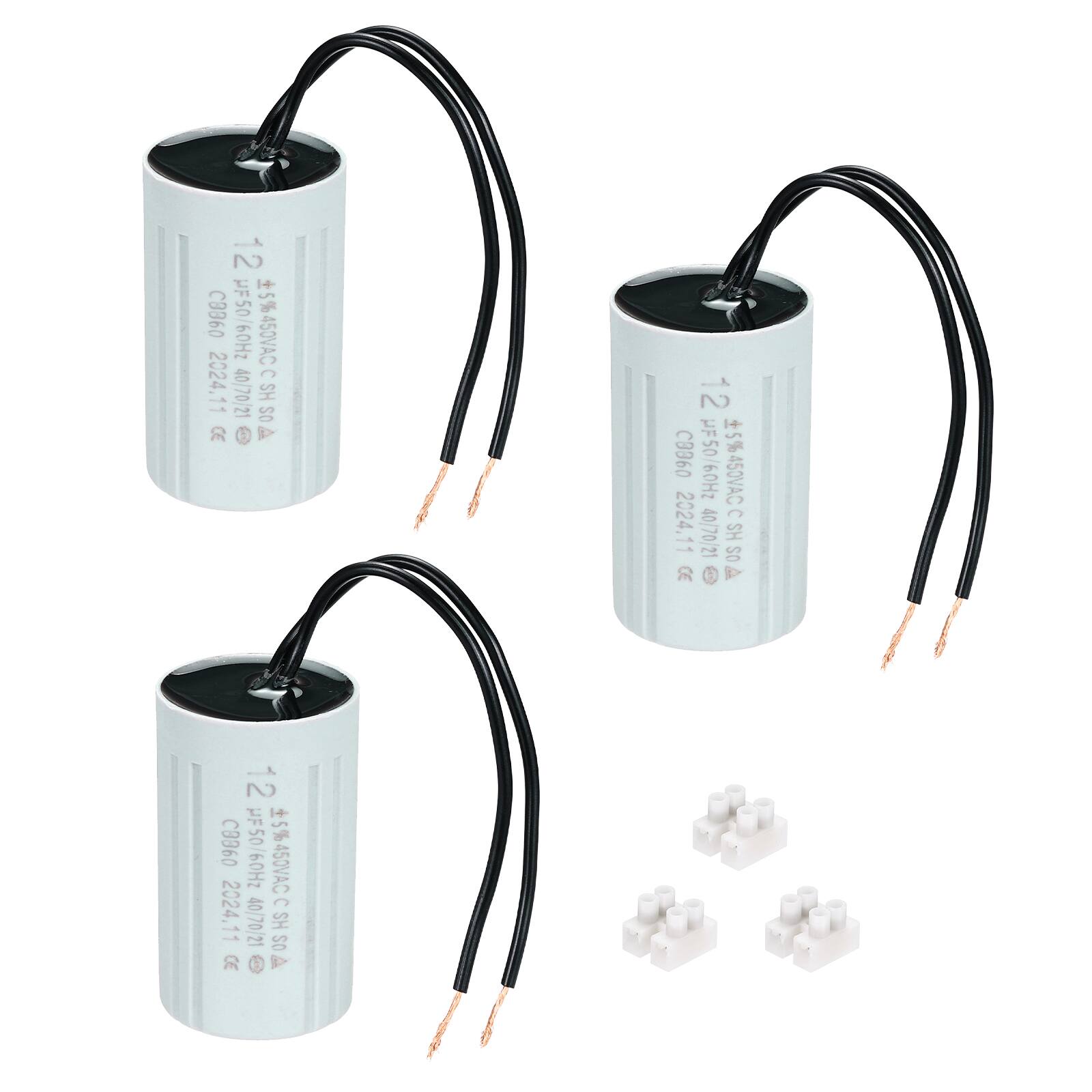 Unique Bargains - 3pcs 12uF CBB60 Running Capacitor, AC 450V 2 Wires 50/60Hz Cylinder 60x35mm for Water Pumps, Washing Machines - Gray price history on PriceWatchPro