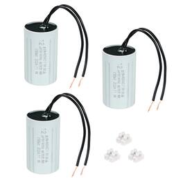 Unique Bargains - 3pcs 12uF CBB60 Running Capacitor, AC 450V 2 Wires 50/60Hz Cylinder 60x35mm for Water Pumps, Washing Machines - Gray