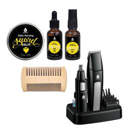 Pursonic - Mario Lopez Grooming Essentials Bundle with 10-Piece Trimming Kit & 4-Piece Beard Care Set - Black