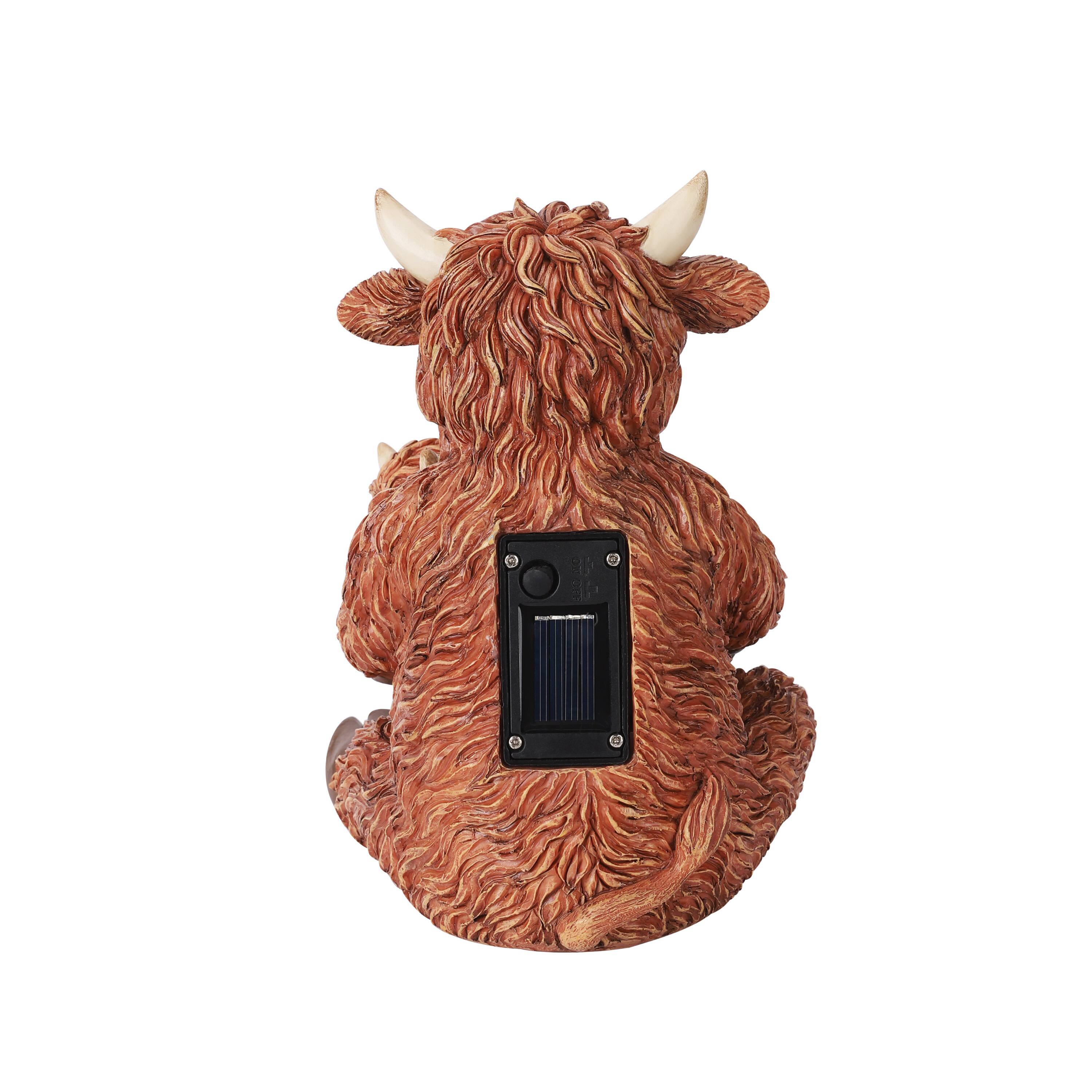 Alt View 8. Techko - Meadow Mama & Calf Outdoor Solar Garden Statue with Integrated LED Lantern.