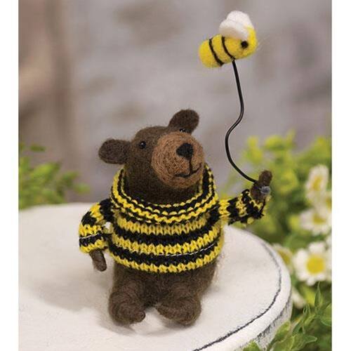 Angle. BreeBe - Buzzing Bear Felted Ornament - Multi.