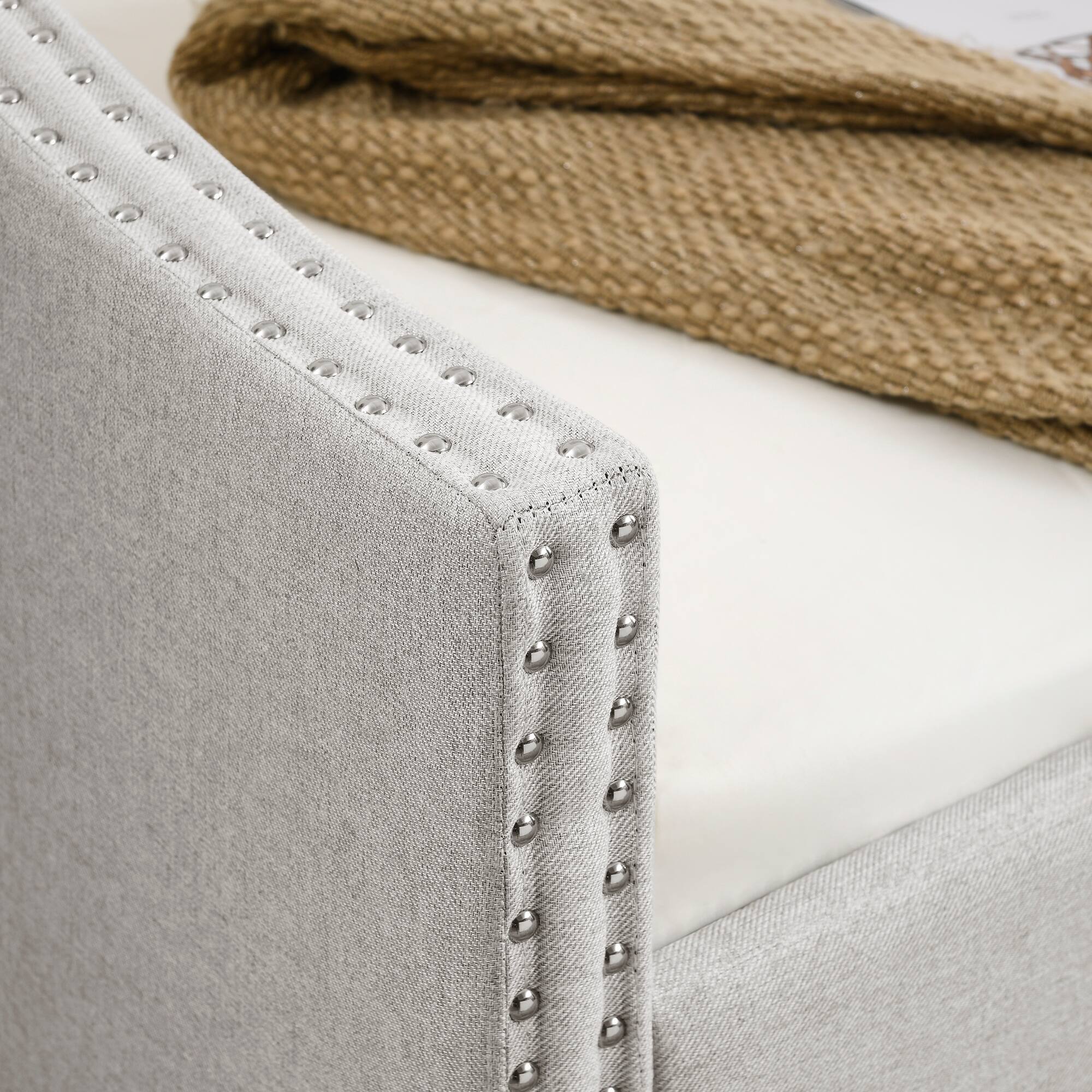 Alt View 8. Tiramisubest - Twin Size Daybed with Twin Size Trundle Upholstered Tufted Sofa Bed, Beige (80.5"x41"x30.5") - Beige.