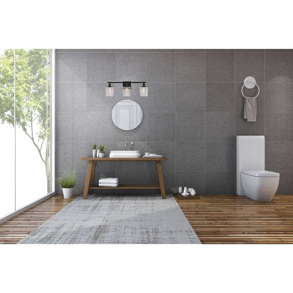 Living District - Phineas 3 lights bath sconce in black with clear crystals - Black And Clear price history on PriceWatchPro