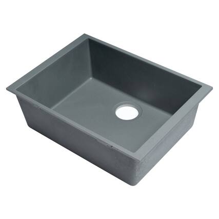 Front. Alfi - ALFI brand Titanium 24 Undermount Single Bowl Granite Composite Kitchen Sink - Titanium.