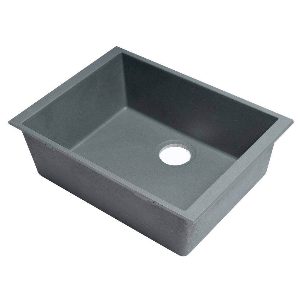 Front. Alfi - ALFI brand Titanium 24 Undermount Single Bowl Granite Composite Kitchen Sink - Titanium.