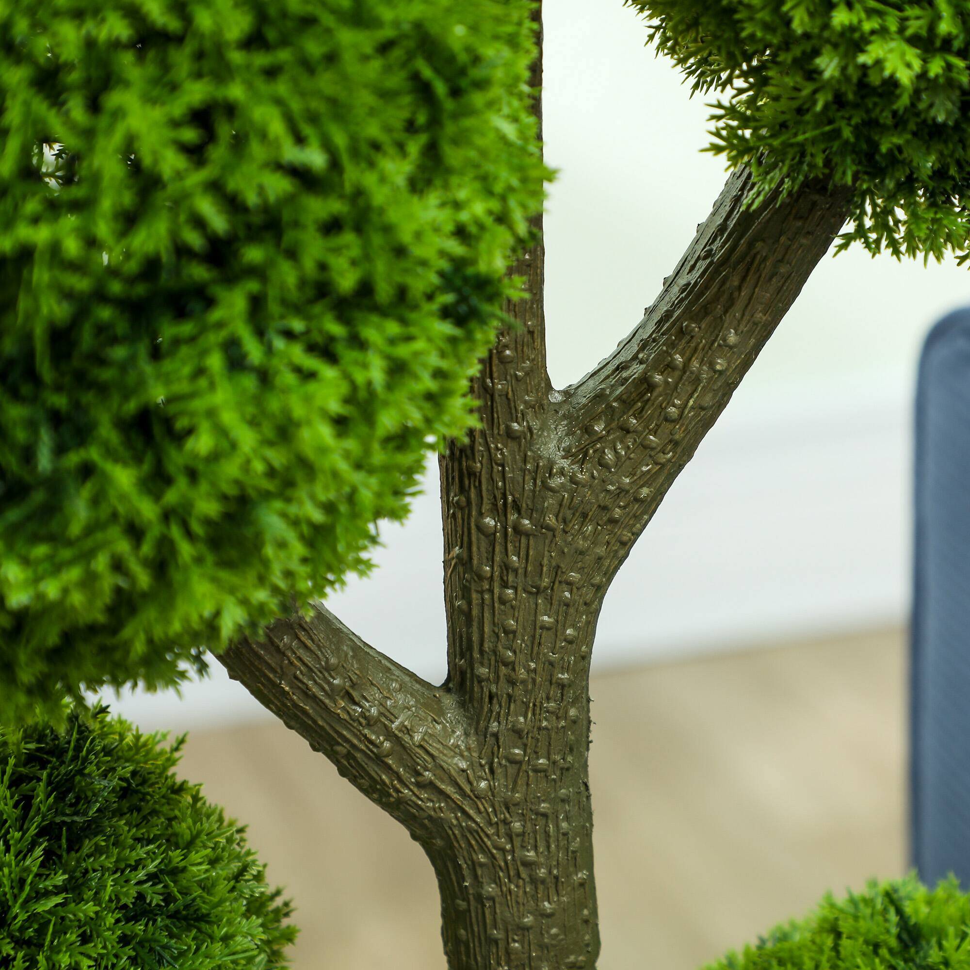 Alt View 8. Homcom - Decorative Artificial Plant, Topiary Five-ball Cypress Tree in Pot, Fake Plant for Home Indoor Outdoor Decor - Green.