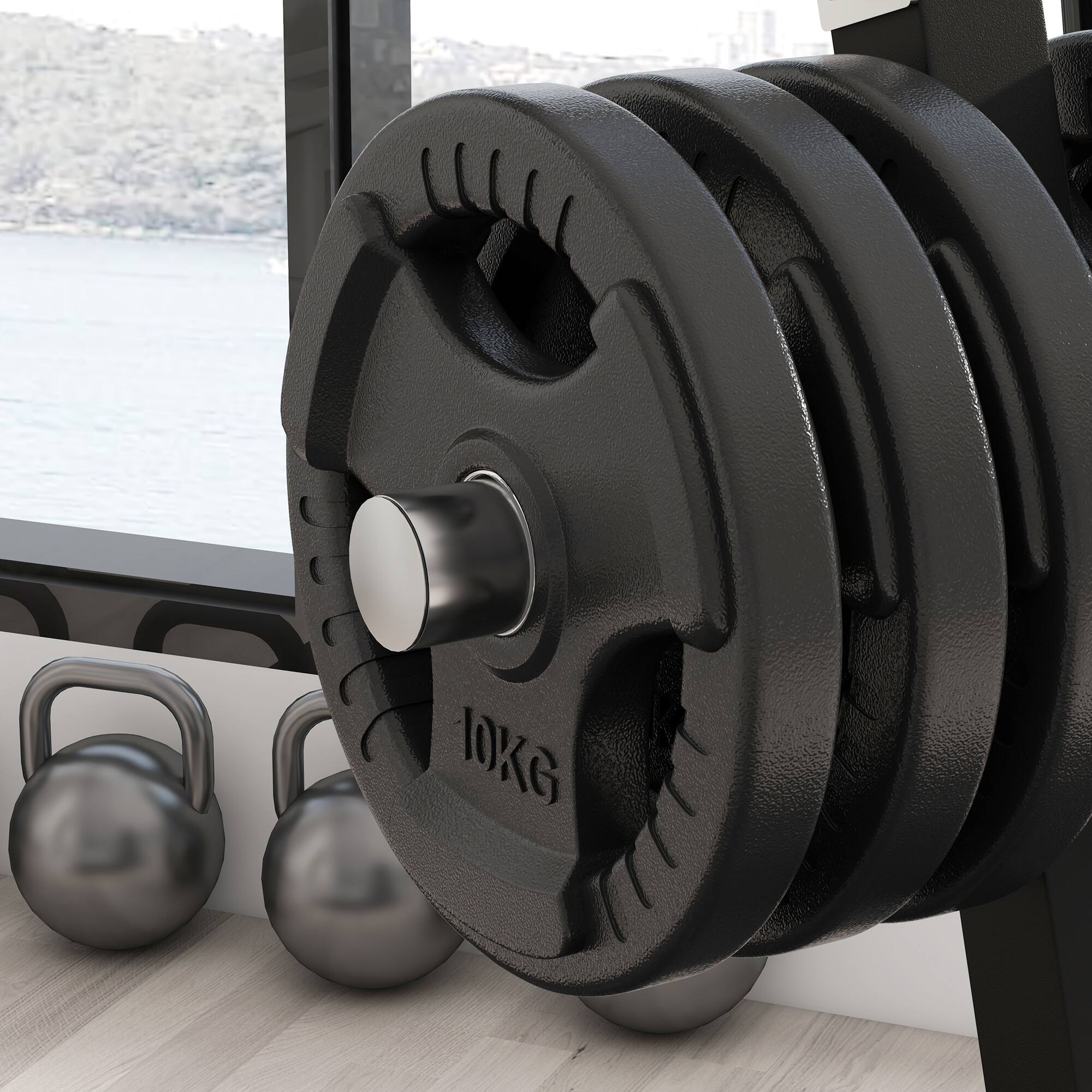 Alt View 8. Soozier - 2-inch Weight Rack for Plates and 3 Bars, Olympic Weight Tree Bumper Plate Storage Holder, 660 lbs. Capacity - Black.