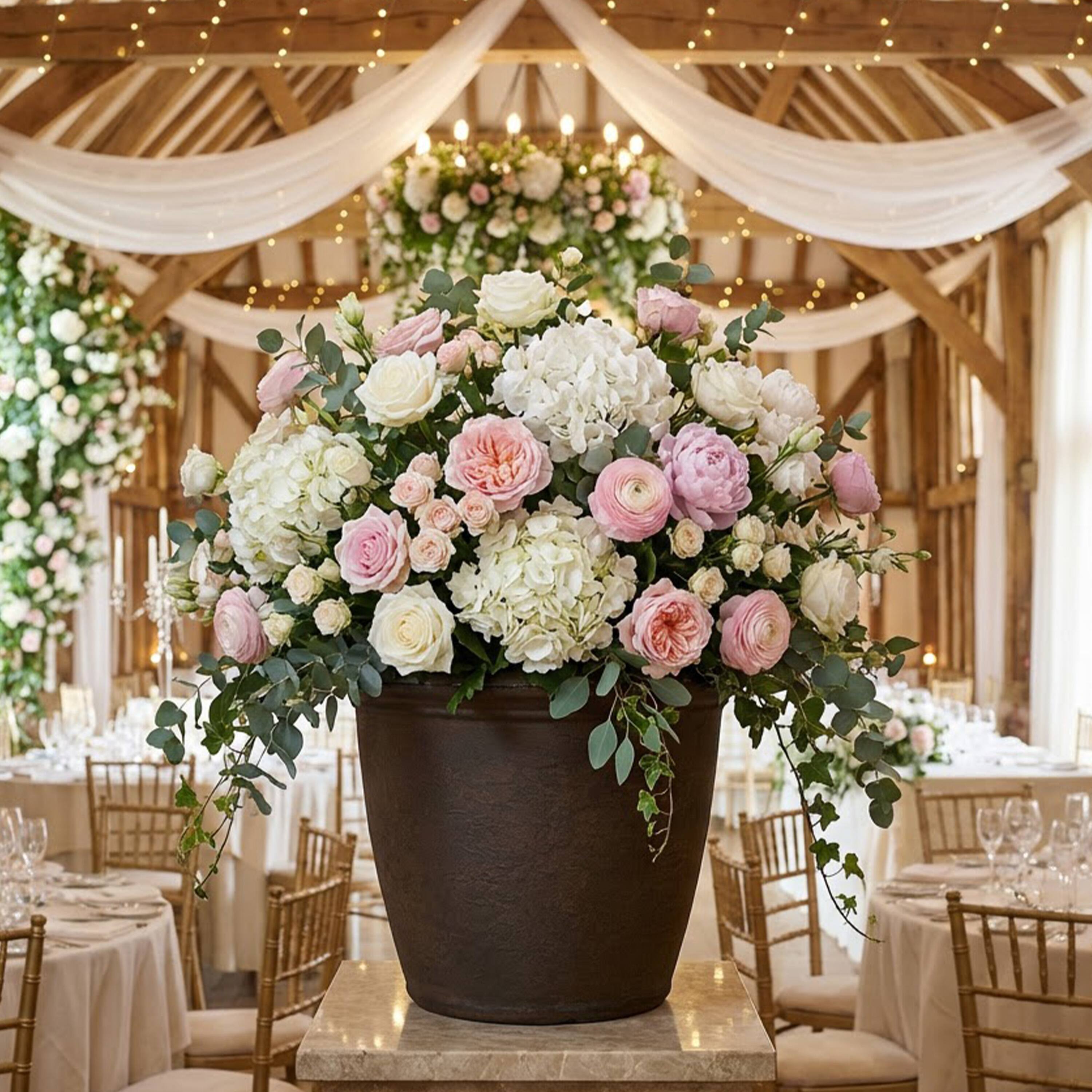 Alt View 10. Sunnydaze - 20 in Anjelica Dual-Wall Polyresin Planter - Rust.