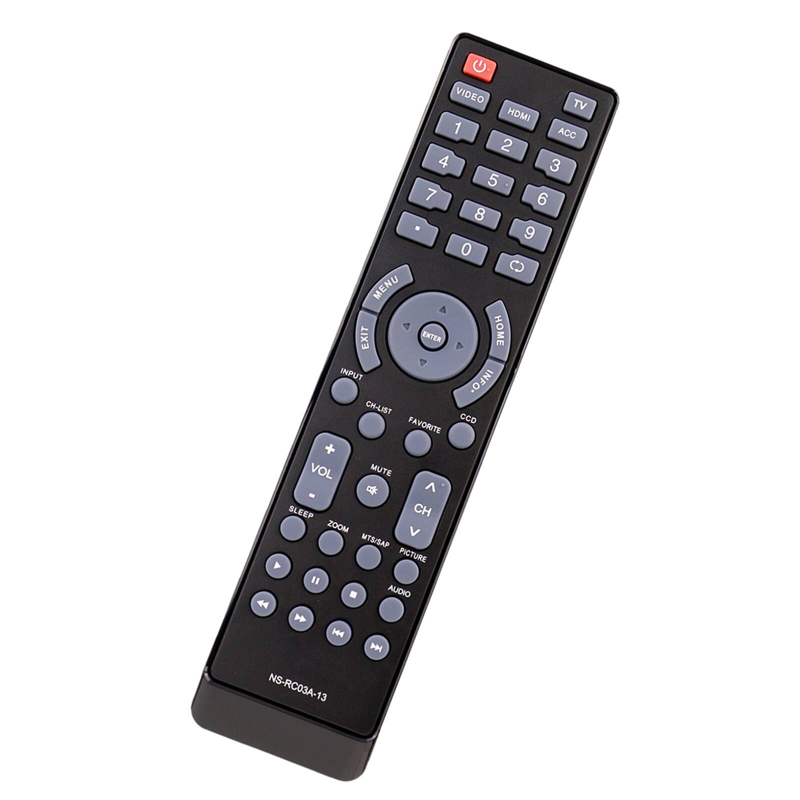 VIDEO TV HDMI 1 ACC 2 3 4 5 6 7 8 9 0 MENU EXIT ENTER HOME INPUT INFO- CH-LIST CCD FAVORITE + VOL MUTE SLEEP CH ZOOM MTS/SAP PICTURE AUDIO NS-RC03A-13