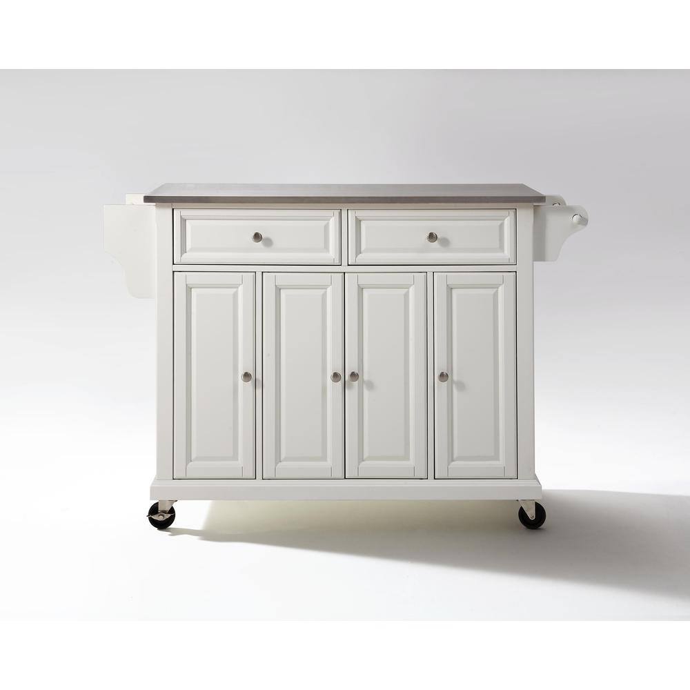 Left. Crosley Furniture - Full Size Stainless Steel Top Kitchen Cart - White.