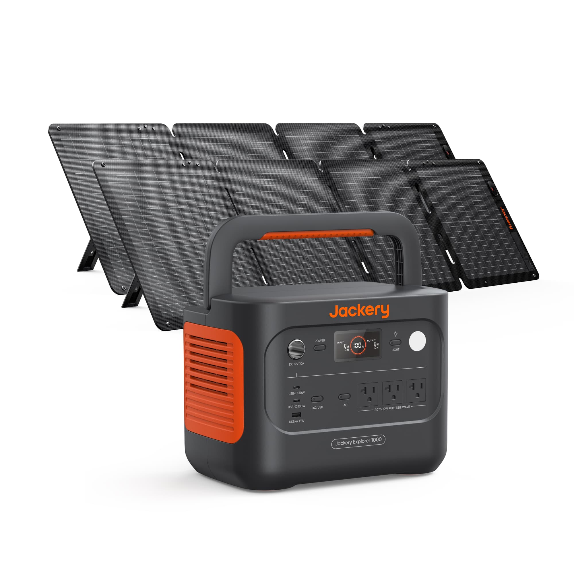 Jackery - Explorer 1000 v2 Portable Power Station (1070Wh) with Two 100Wair Solar Panels for Outdoor Use and Emergency Backup (1070 Wh Capacity) - Black