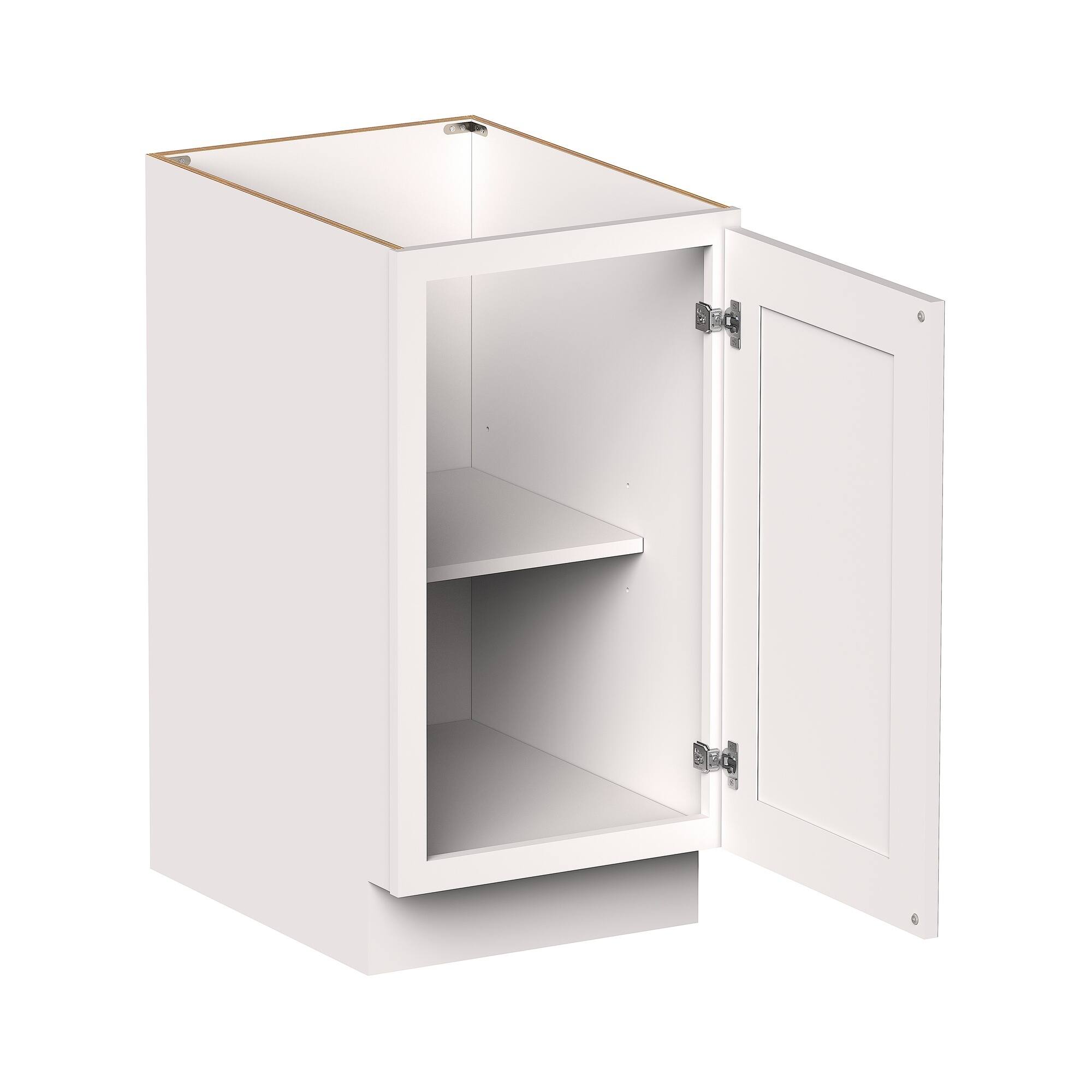 Front. Boyel Living - 18-in W x 34.5-in H x 24-in D Shaker Full-Height Door Kitchen Base Cabinet with Soft-Close Hinges - Glacier White.