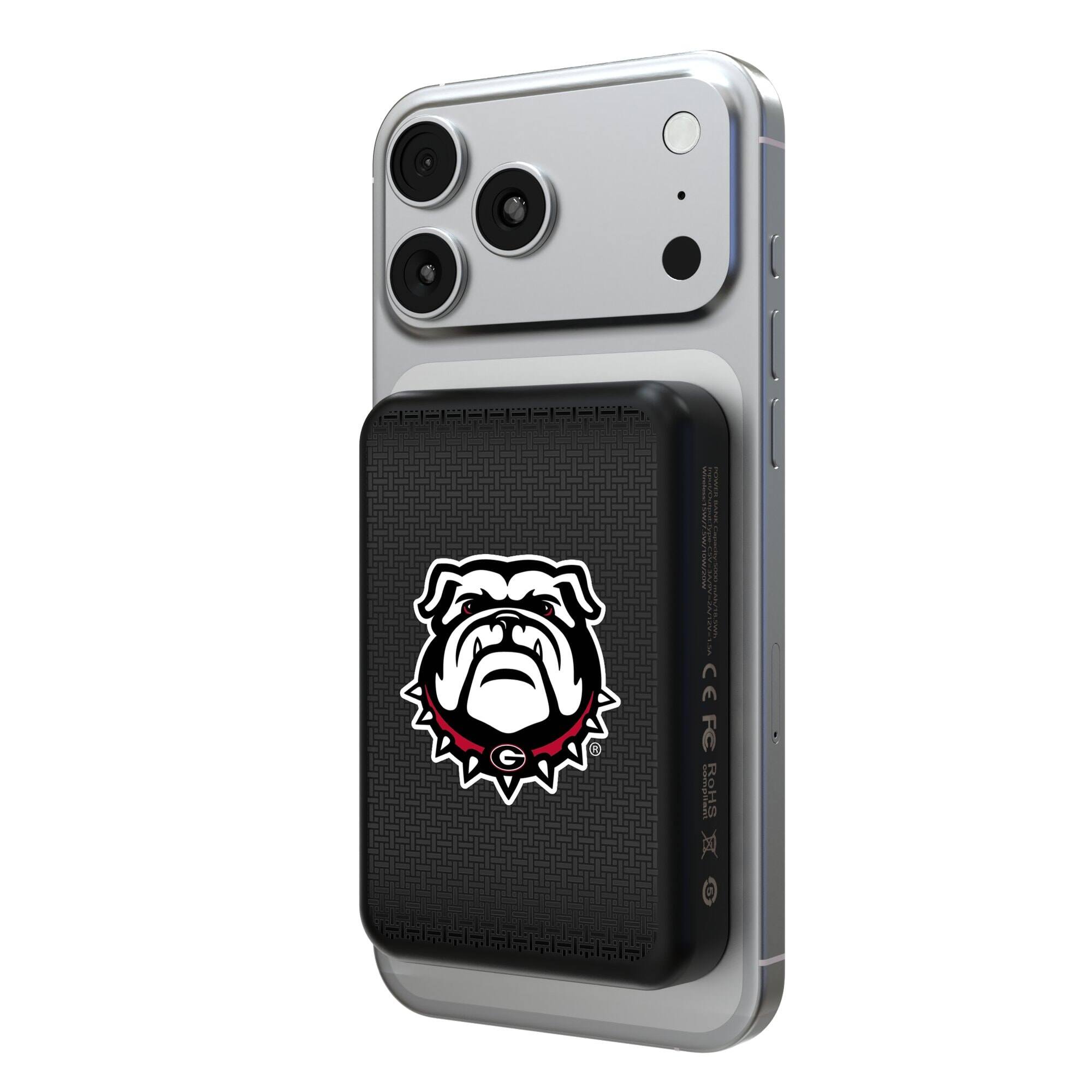 Front. Keyscaper - Georgia Bulldogs Wireless Magnetic Power Bank - Black.
