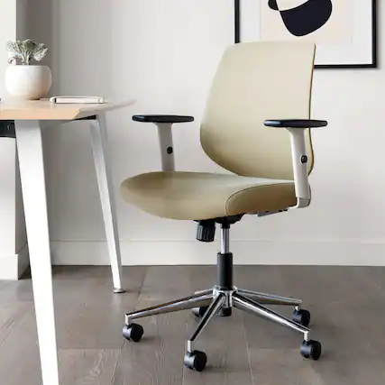Front. Branch Furniture - Daily Chair – Office Chair with Swivel, Lumbar Support, Adjustable Arms, Sustainable & Comfortable Seating - Linden Green.