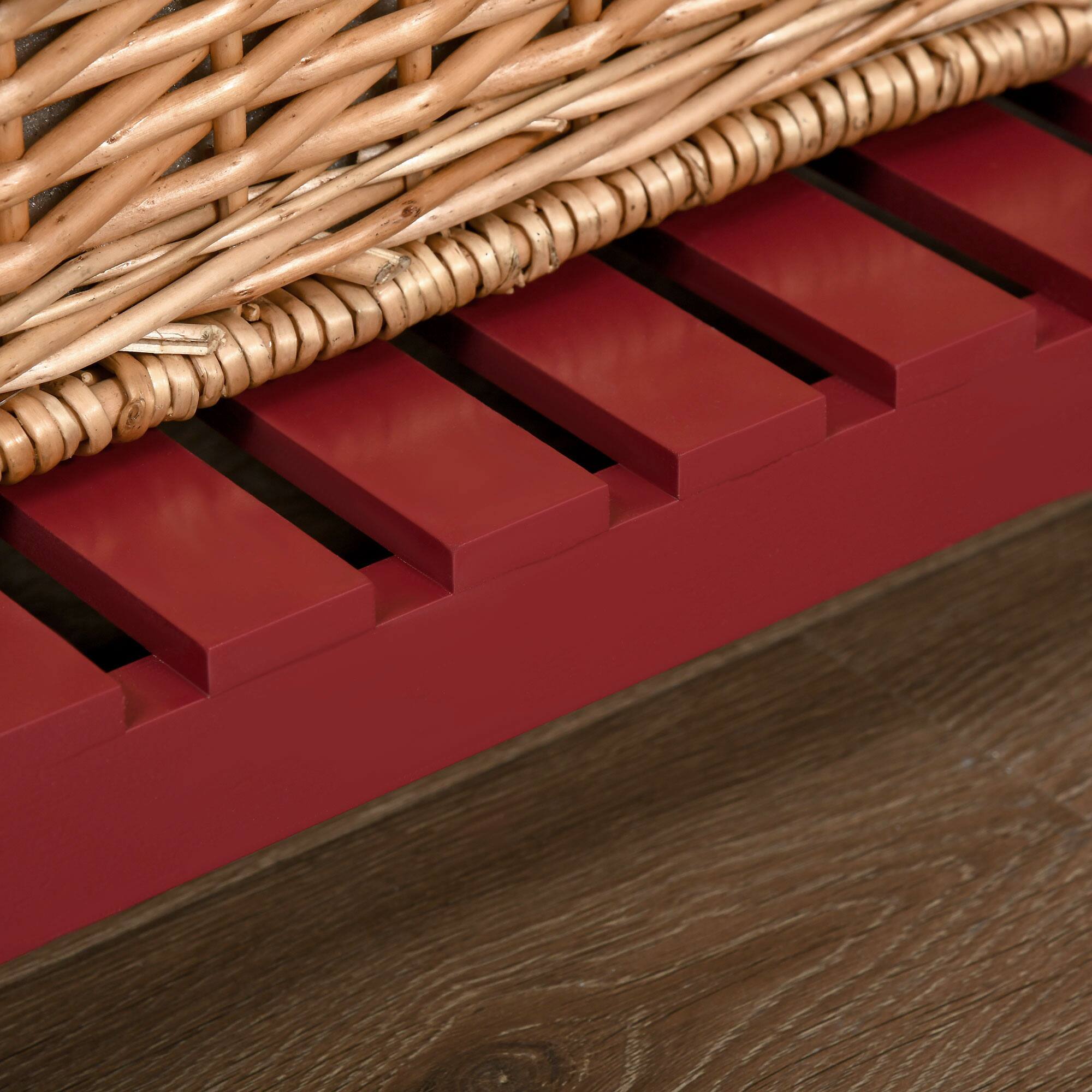 Alt View 5. Homcom - Coffee Bar Cabinet, Sideboard Buffet Cabinet, Kitchen Cabinet with 4 Drawers and Slatted Bottom Shelf for Kitchen - Red.