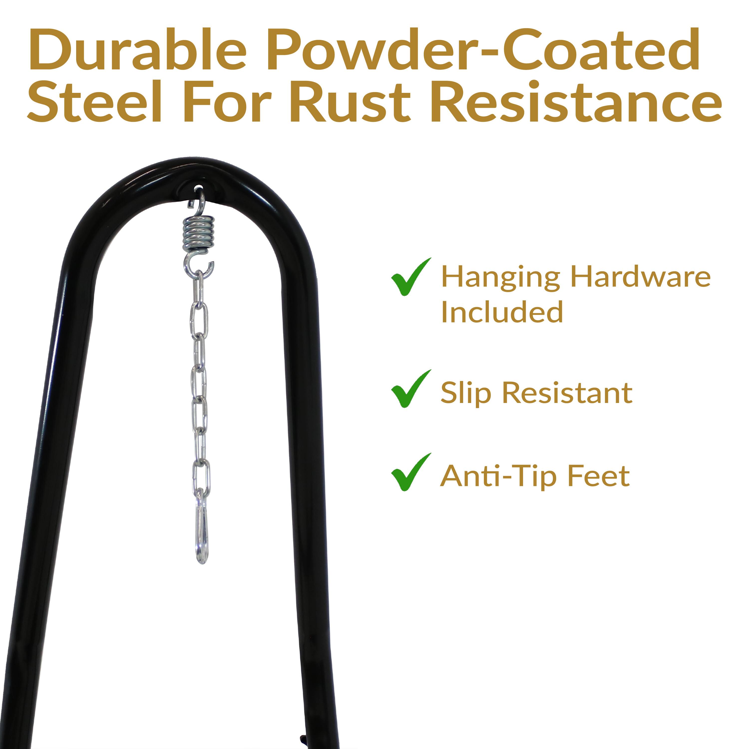 Durable Powder-Coated Steel For Rust Resistance

- Hanging Hardware Included
- Slip Resistant
- Anti-Tip Feet